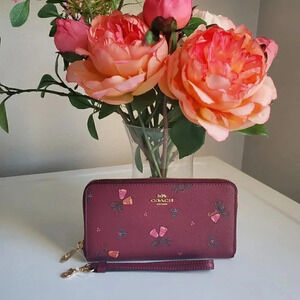 Coach Long Zip Around Wallet With Holiday Bells Print